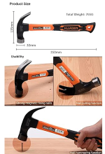 Harden 560g Carbon Steel Claw Hammer With Fiberglass Handle